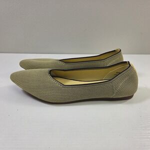Frank Mully Womens JS023 Knit Pointed Toe Ballet Flats Tan Black Size 9.5